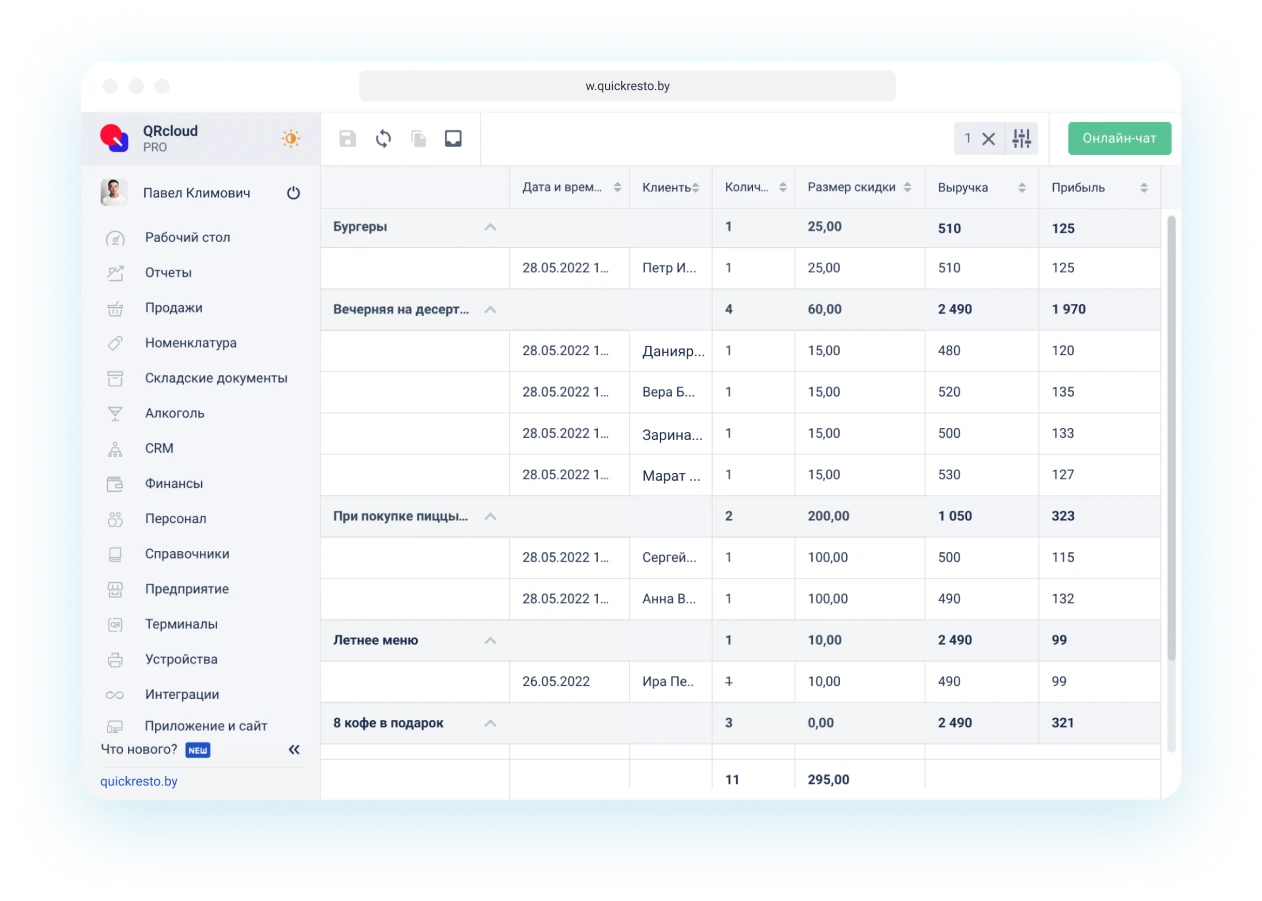 система лояльности для ресторана